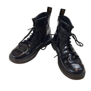 Dr. Martens 1460 J Delaney Black Patent Leather Boots Size Girl's 3